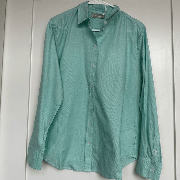 NWT Everlane Mint Green Button Down Cotton Oversized Pinstripe Shirt Size 4 - Picture 2 of 4